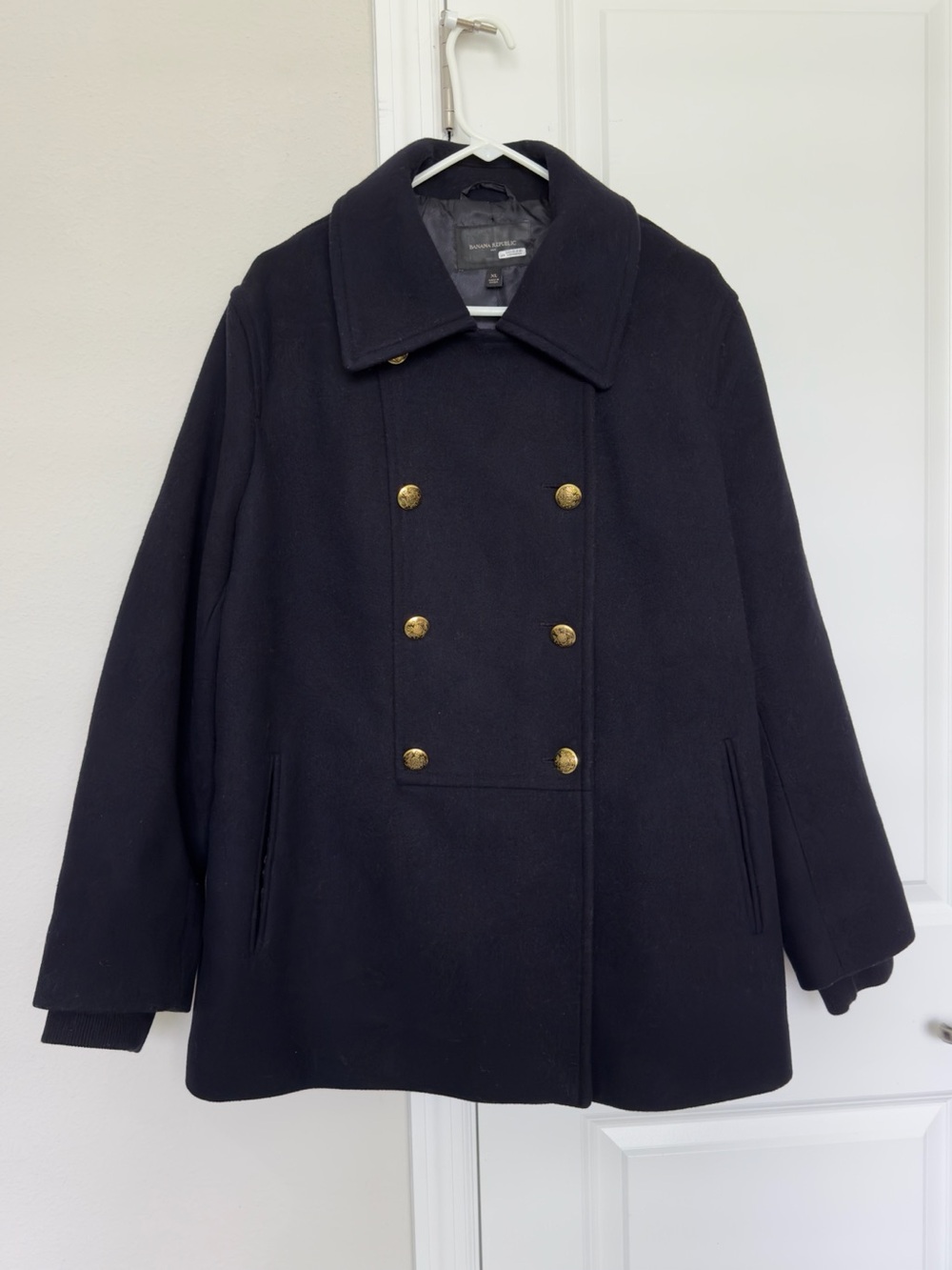 Banana Republic Deep Navy Double-Breasted Peacoat SZ XL